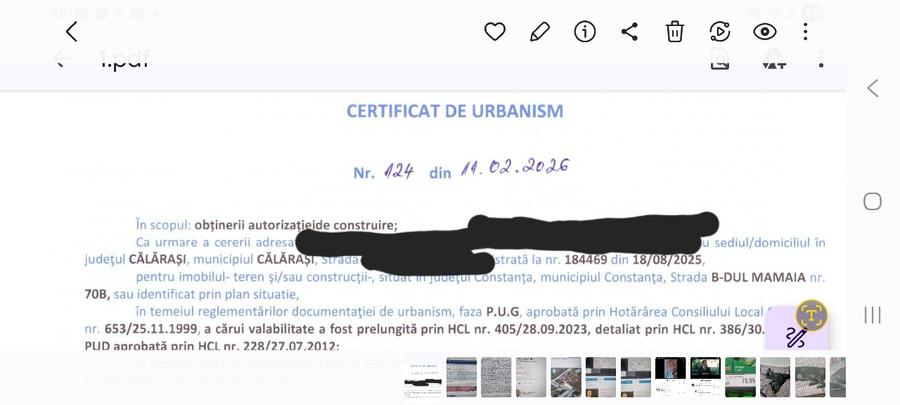 Teren Construcții intravilan de 250 mp, în Tomis I