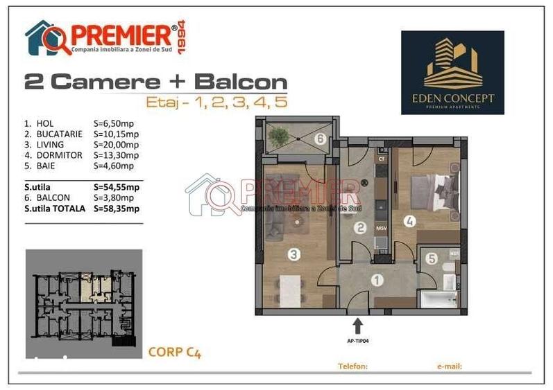 Apartament cu 2 camere decomandat în Central
