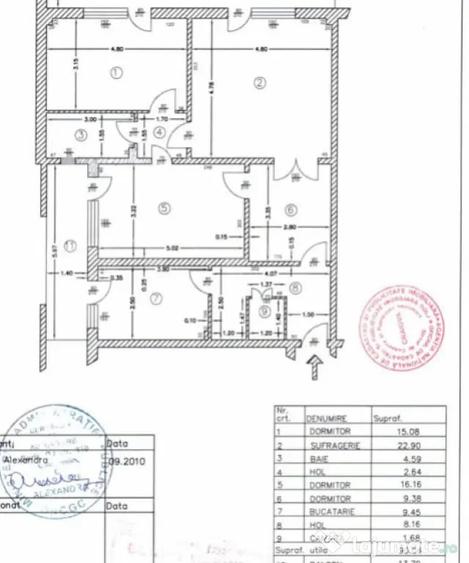 Apartament cu 3 camere decomandat, mobilat în Central