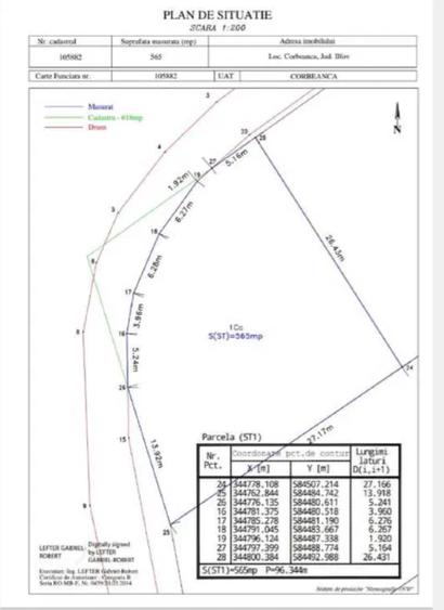 Teren Construcții intravilan de 565 mp, în Corbeanca