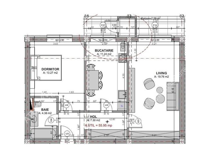 Apartament cu 2 camere decomandat în Exterior Sud