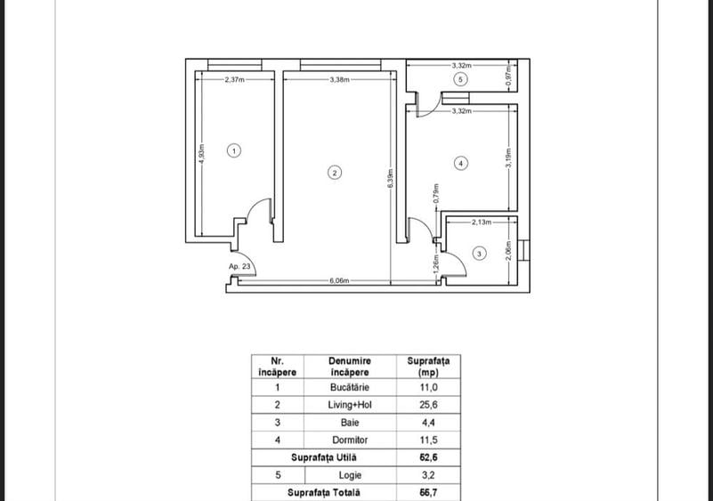Apartament cu 2 camere decomandat în Ipotești