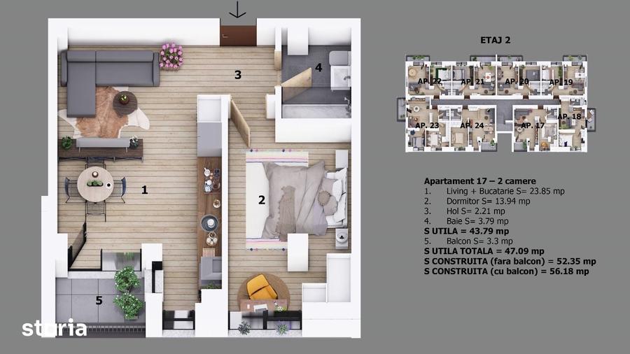Apartament cu 2 camere în Central