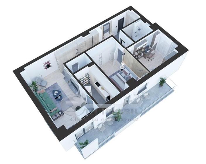 Apartament cu 3 camere semidecomandat în Cug