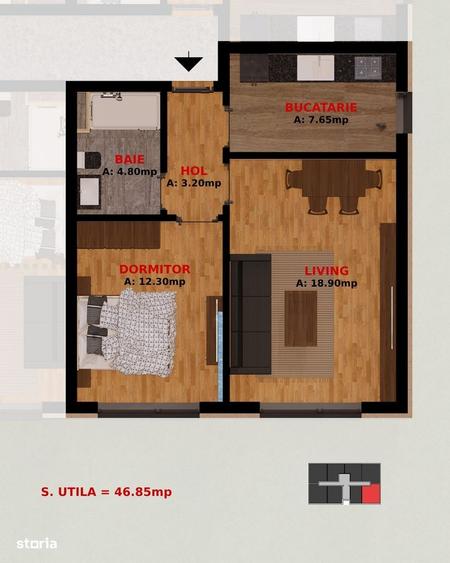 Apartament cu 2 camere în Fundeni
