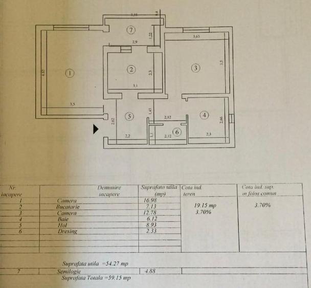Apartament cu 2 camere decomandat, mobilat în Bucium