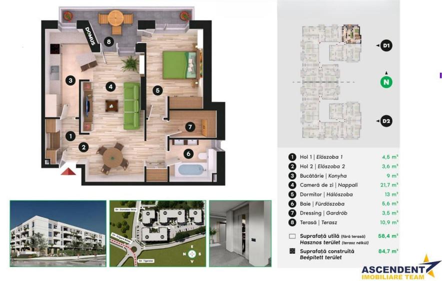 Apartament cu 2 camere decomandat în Central
