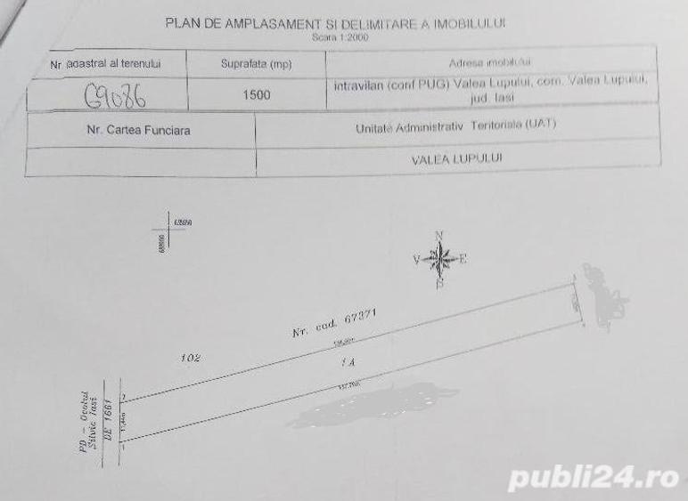 Teren de 1500 mp, în Valea Lupului