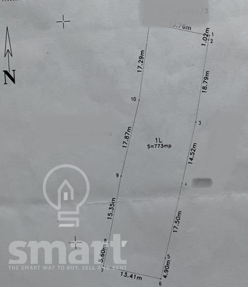 Teren Construcții intravilan de 773 mp, în Borhanci