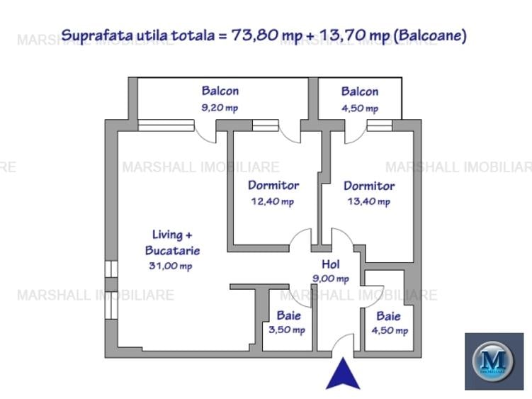 Apartament 3 camere de vanzare, zona Albert, 73 mp #17176 - 12