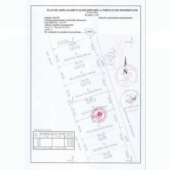 Teren Construcții intravilan de 550 mp, în Domnești