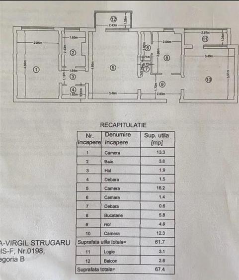 Apartament cu 3 camere semidecomandat în Podu Roș