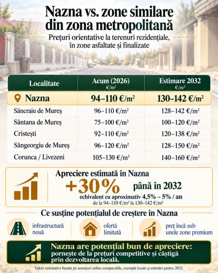 Teren Construcții intravilan de 500 mp, în Nazna