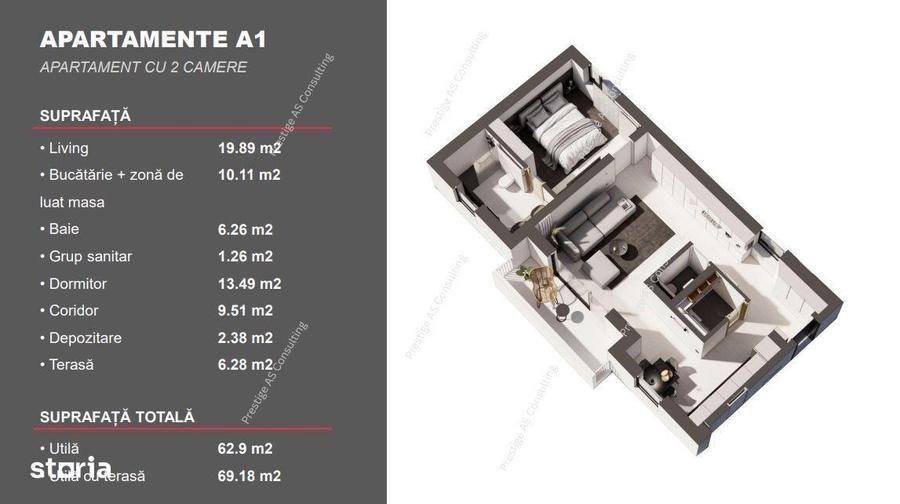 Apartament cu 2 camere în Dumbrăvița
