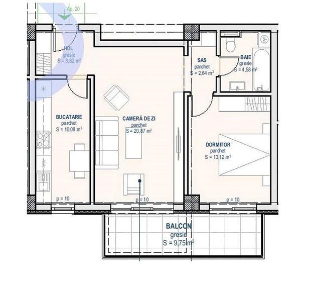 Apartament cu 2 camere în Moara de Vânt