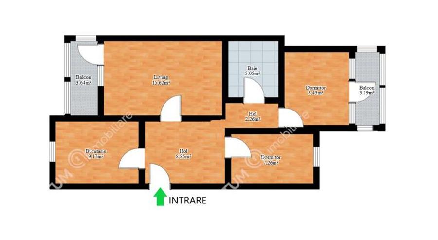 Apartament cu 3 camere decomandat, mobilat în Valea Aurie
