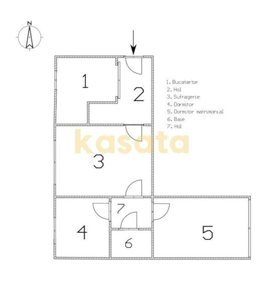Apartament cu 3 camere semidecomandat în Ozana