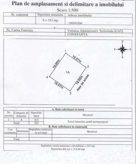 Teren Construcții intravilan de 315 mp, în Viile Noi