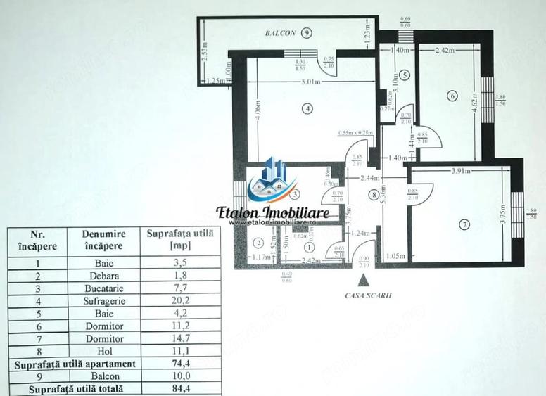 Apartament cu 3 camere decomandat în Mărăței