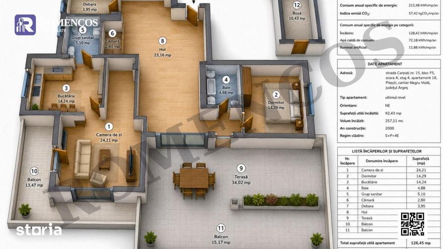 Apartament cu terasa intabulata, Pitesti Nord, Negru Voda - 6