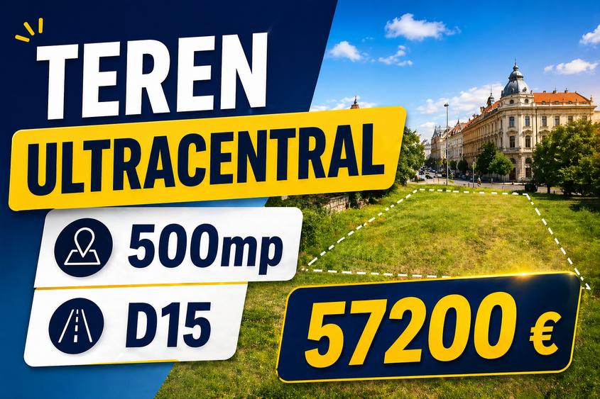 Teren Construcții intravilan de 490 mp, în Ultracentral