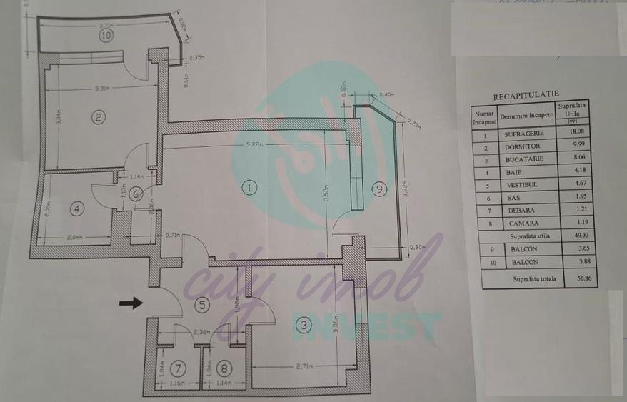 Apartament cu 2 camere semidecomandat, mobilat în Moșilor