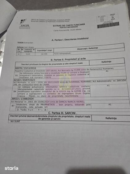 Teren de 62600 mp, în Albota