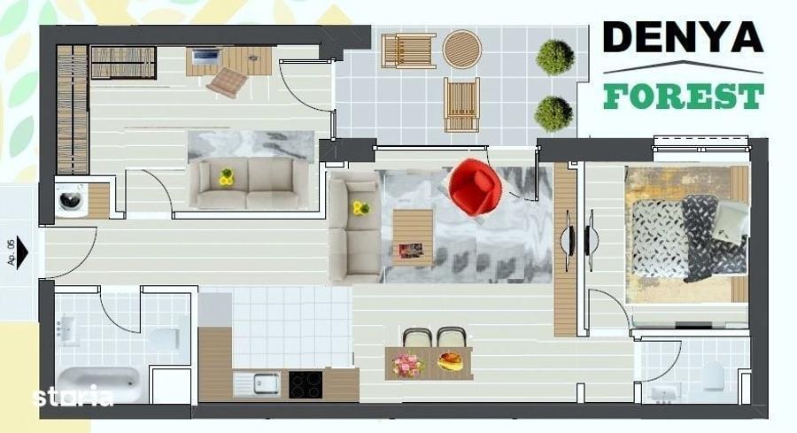 Apartament cu 3 camere, mobilat în Central