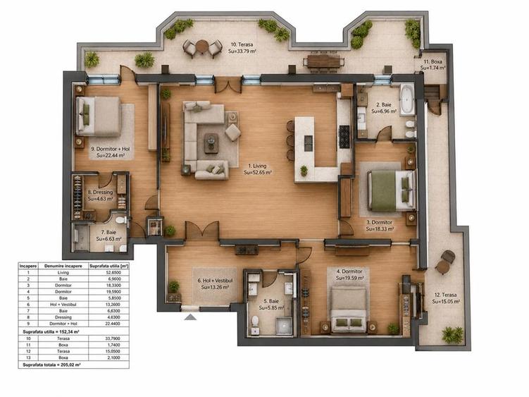 Apartament cu 4 camere decomandat în Herăstrău