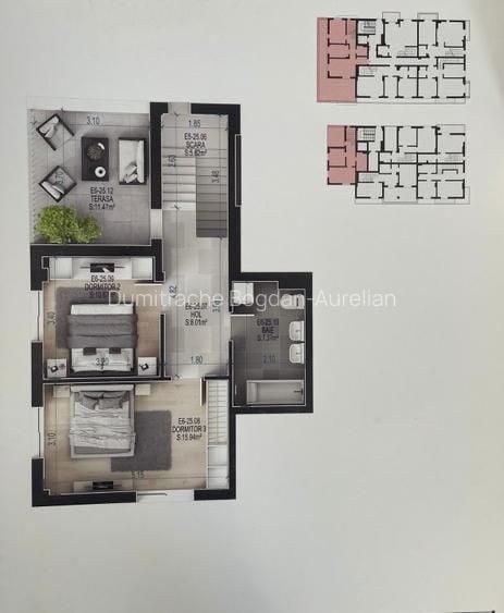 Apartament cu 4 camere decomandat în Cățelu