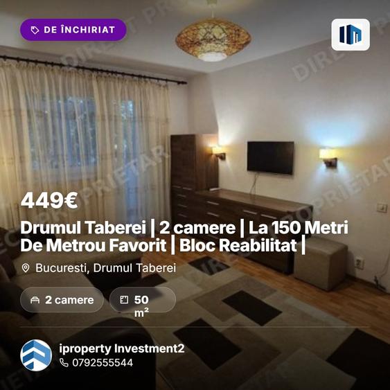 Apartament cu 2 camere decomandat, mobilat în Drumul Taberei