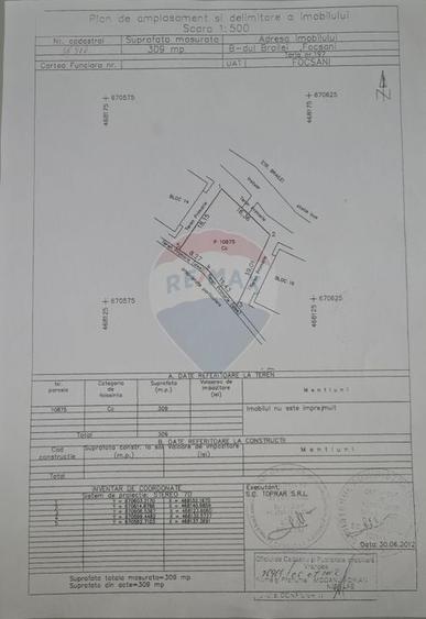 Teren Construcții intravilan de 309 mp, în Central