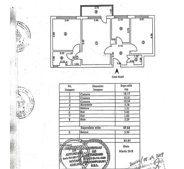 Apartament cu 3 camere semidecomandat în Micro 17