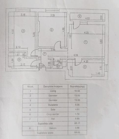 Apartament cu 3 camere decomandat în Chiajna
