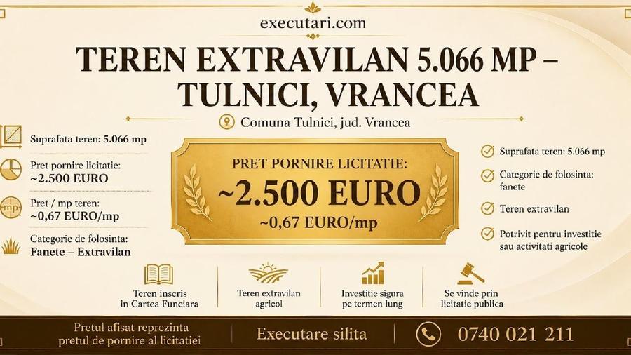 Teren extravilan de 5066 mp, în Tulnici