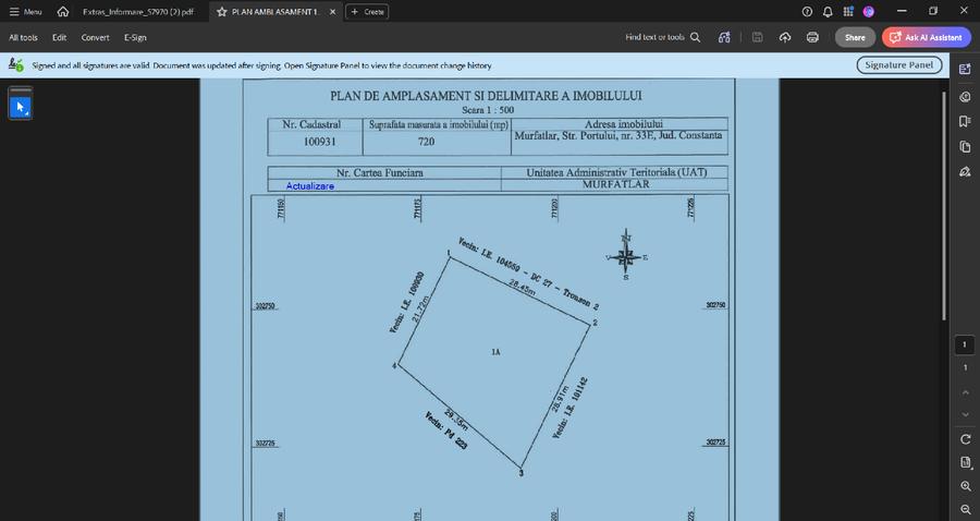 Teren Construcții intravilan de 720 mp, în Exterior Vest