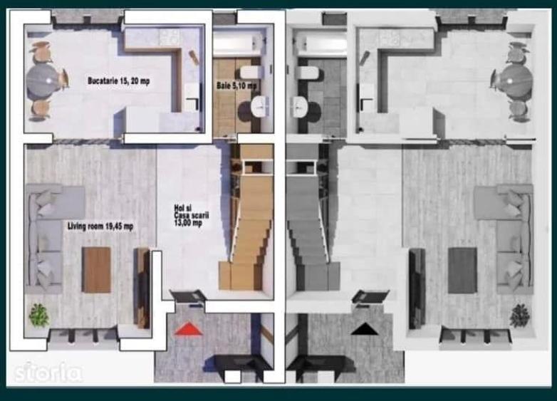 Duplex cu 4 camere cu Canalizare în Est