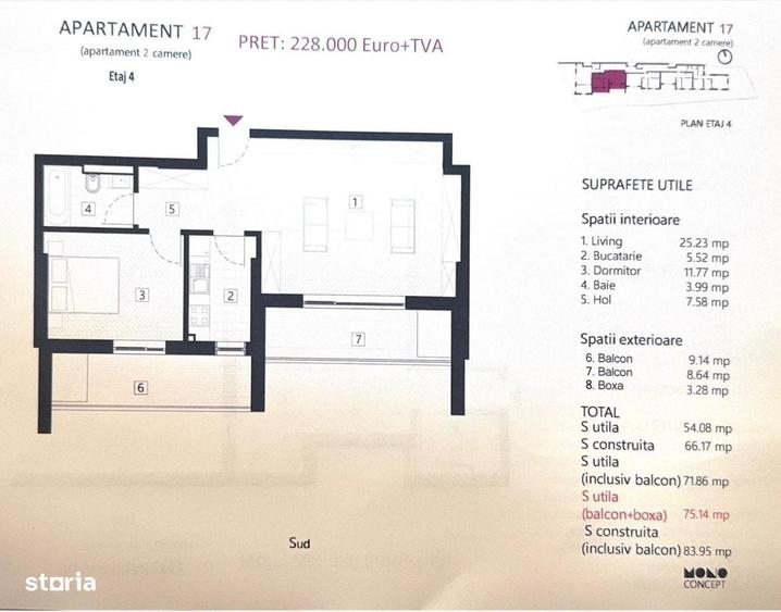 Apartament cu 2 camere în Eminescu