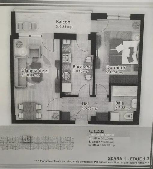 Apartament cu 2 camere semidecomandat în Ozana