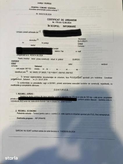Teren de 4801 mp, în Săbăreni