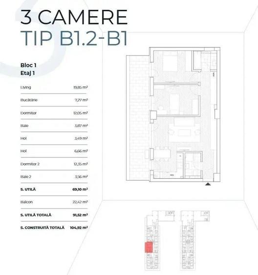 Apartament cu 3 camere în Pipera — fotografia 3