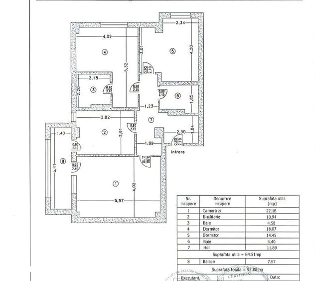 Apartament cu 3 camere decomandat în Central