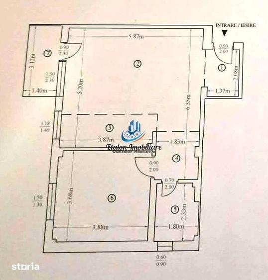 Apartament cu 2 camere semidecomandat în Central