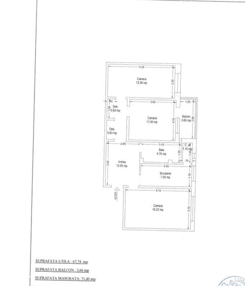 Apartament cu 3 camere decomandat în Sud