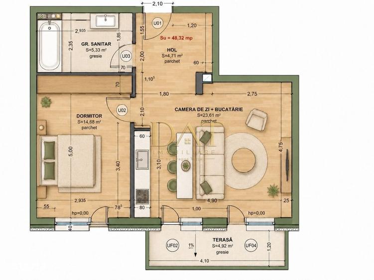 Apartament cu 2 camere în Iris