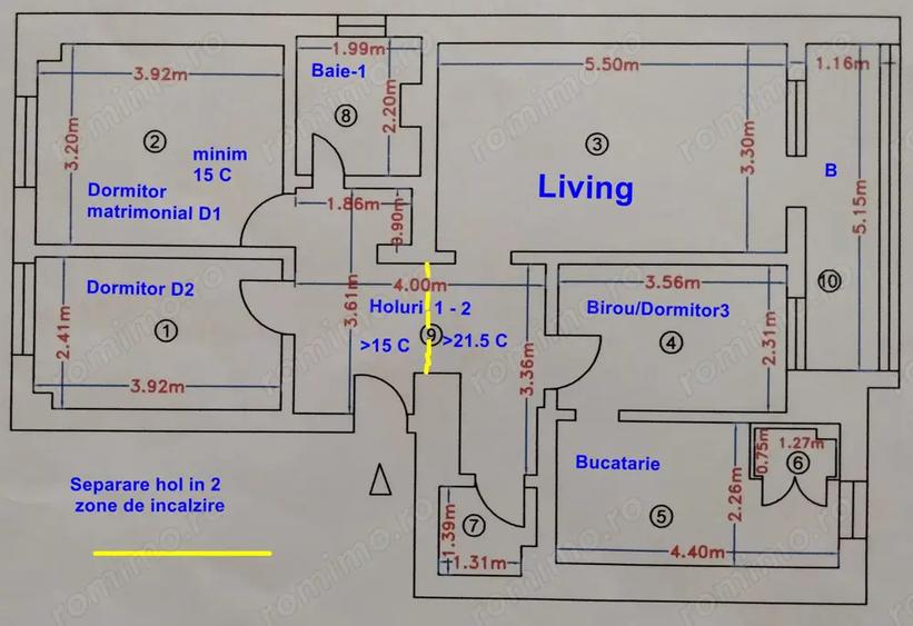 Apartament cu 4 camere decomandat în Central