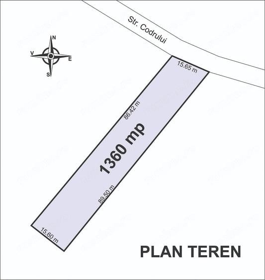 Teren de 1360 mp, în Alunișu