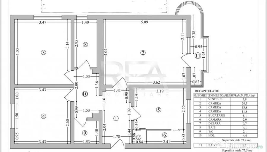 Apartament cu 3 camere decomandat în 13 Septembrie