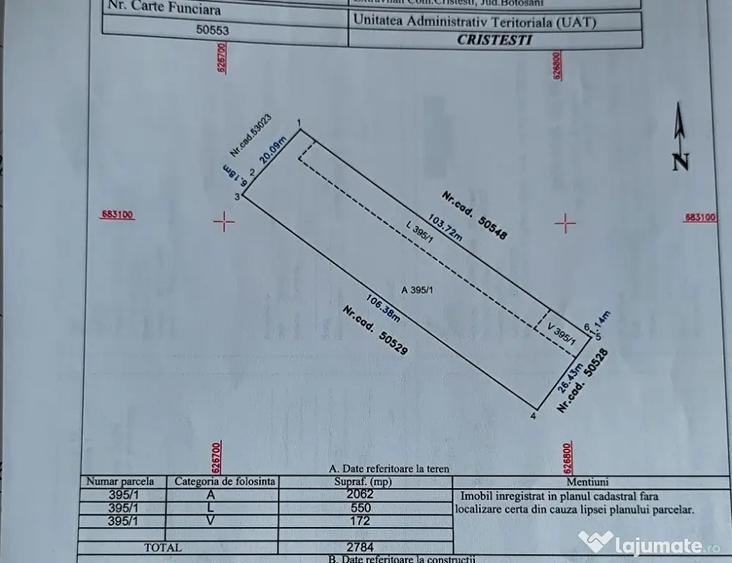 Teren de 2062 mp, în Schit-Orășeni