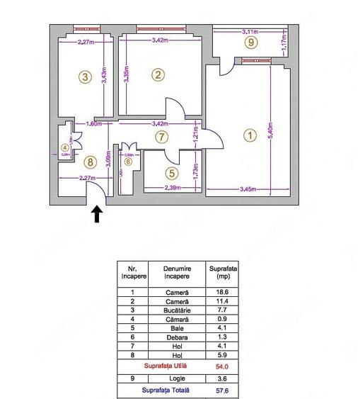 Apartament cu 2 camere decomandat în Lujerului